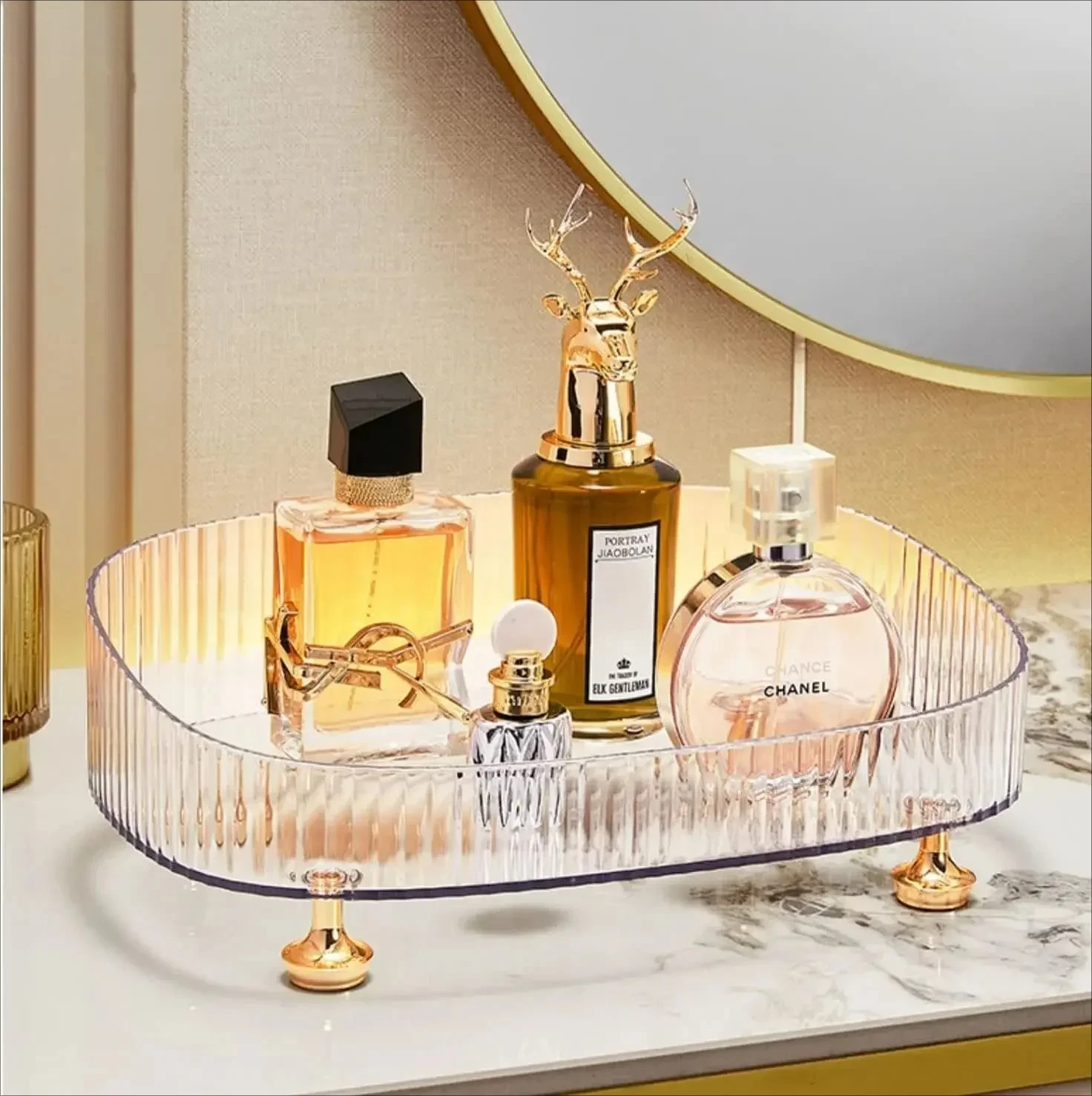 

Large Capacity Perfume Dresser Transparent Desktop Storage Box Bathroom Makeup Tray Lotion Bottle Cosmetics Skin Care Products