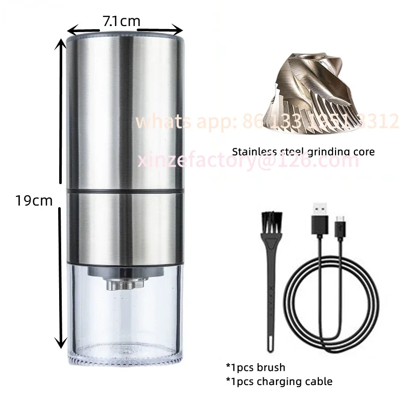 

Настраиваемая новая модернизированная портативная электрическая кофемолка TYPE-C с зарядкой через USB, шлифовальный сердечник из нержавеющей стали с ЧПУ, кофейные зерна, помол