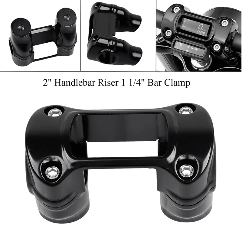 

For Sportster 883 1200 Softail Dyna Compatible 2" 1 1/4" Handlebar Riser Bar Clamp Set