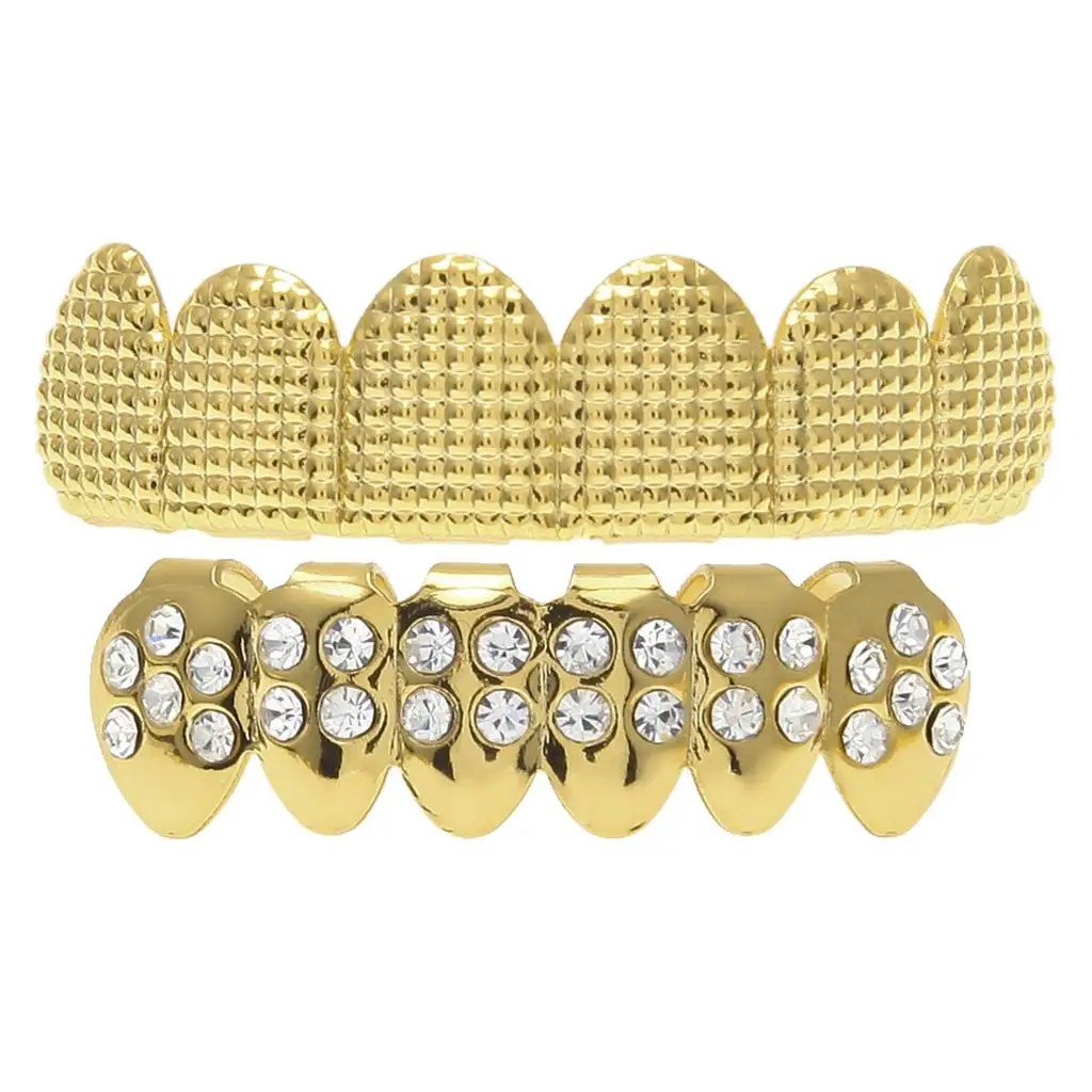 Hip Hop Teeth Grills Mouth Upper And Lower Teeth Grills Diamond Gangster