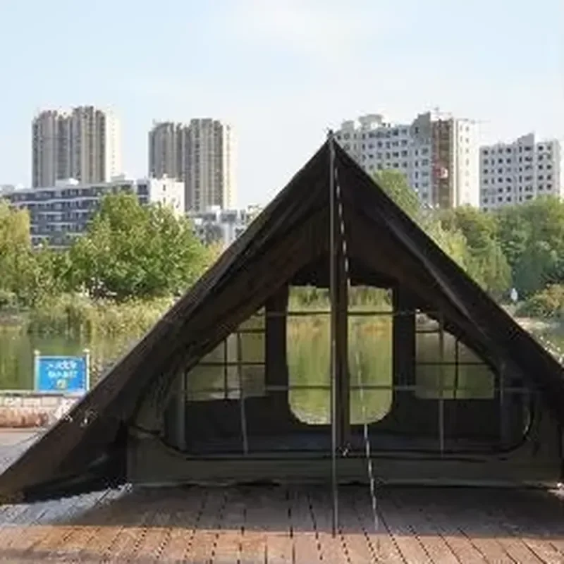 Heavy Windproof a Shape Glamping Tent UV Protection 300D Oxford Sun Canopy for Camping Picnic Self-driving Beach Party