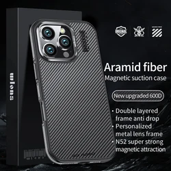 Real 600D Kevlar aramid fiber Phone Case For iPhone 16 15 14 13 Pro Max 16 15 14 Plus Magnetic wireless charging Cover