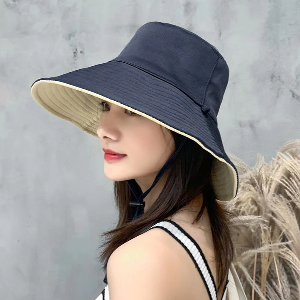 

Fisherman Hat Double-Sided Wear Solid Color Wide-Brimmed Sun Hat Unisex Outdoor Casual Golf Cap Bucket Spring Autumn Hat