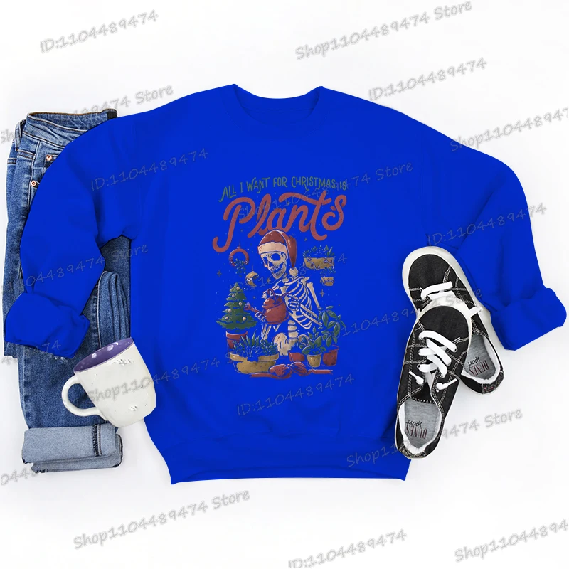 كل ما أريده لعيد الميلاد هو بلوزات مطبوعة بالنباتات للرجال والنساء جرافيك سوداديراس Y2K ملابس جمالية على الموضة بلوفر عيد الميلاد