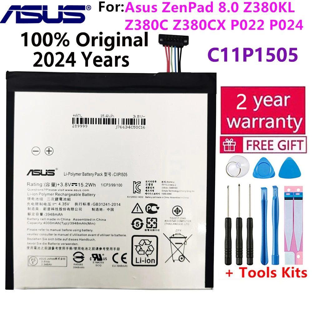 

2024 100% Original ASUS C11P1505 Tablet PC Battery For Asus ZenPad 8.0 Z380KL Z380C Z380CX P022 P024 4000mAh Batteries+Tools