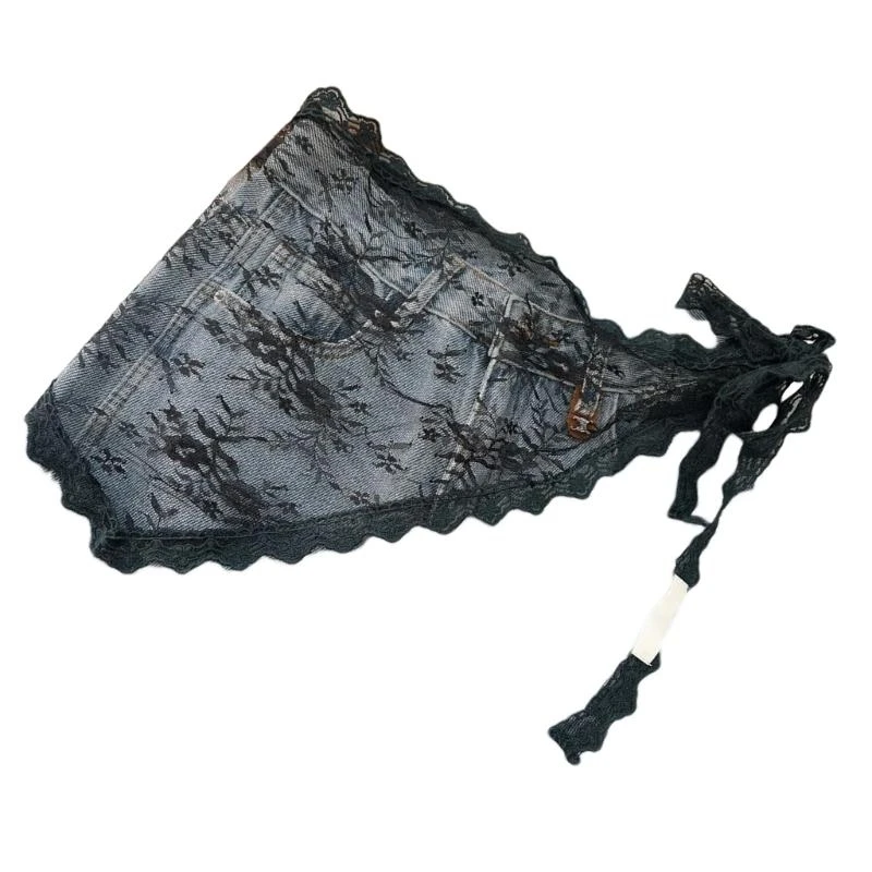 5asd Women Flower Triangolo in pizzo Gonna avvolgente irregolare Mini grembiule Sarong Hip Scarf Cape