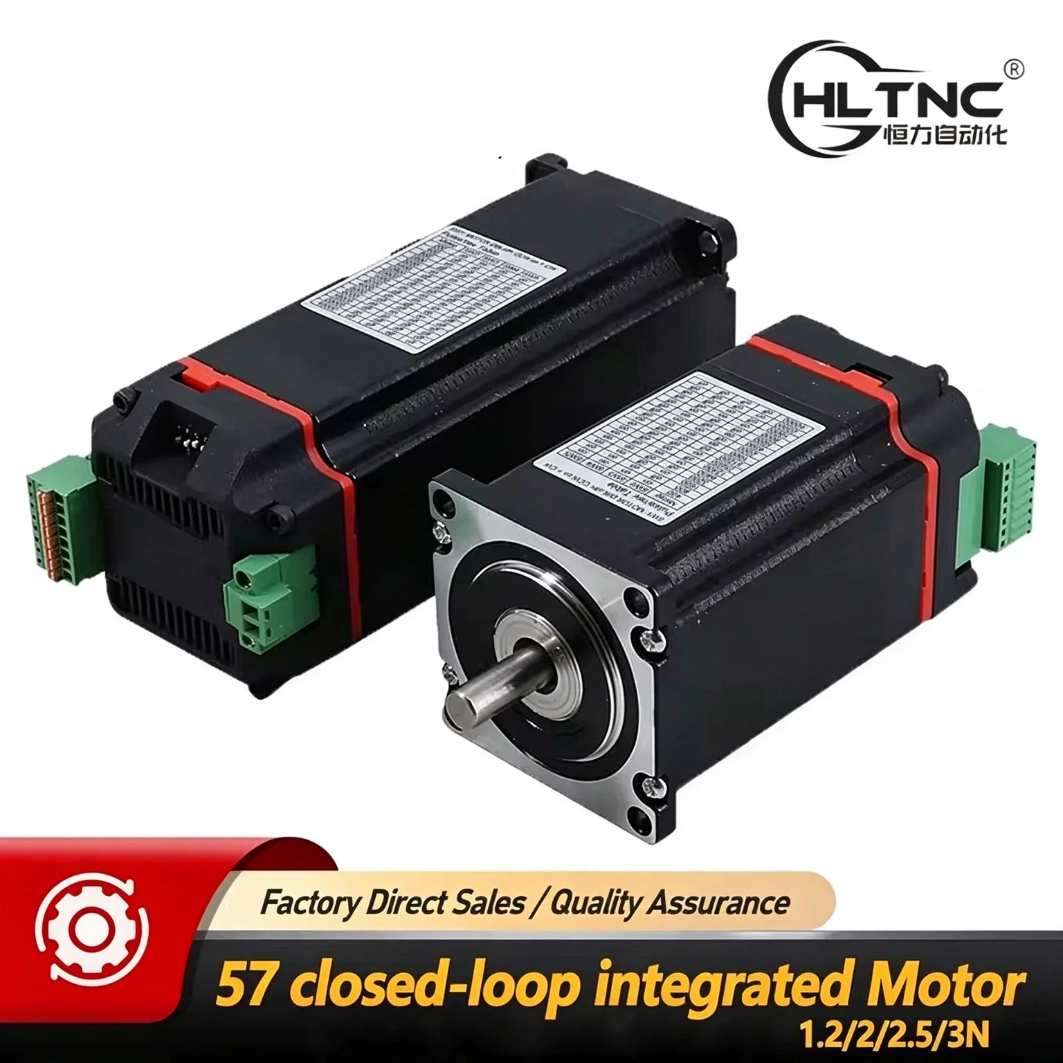 HLTNC Nema23 Integrated Closed Loop Hybrid Stepper Servo Motor 1.2/2/2.5/3Nm 8mm Shaft Built-in Driver for CNC Engraver