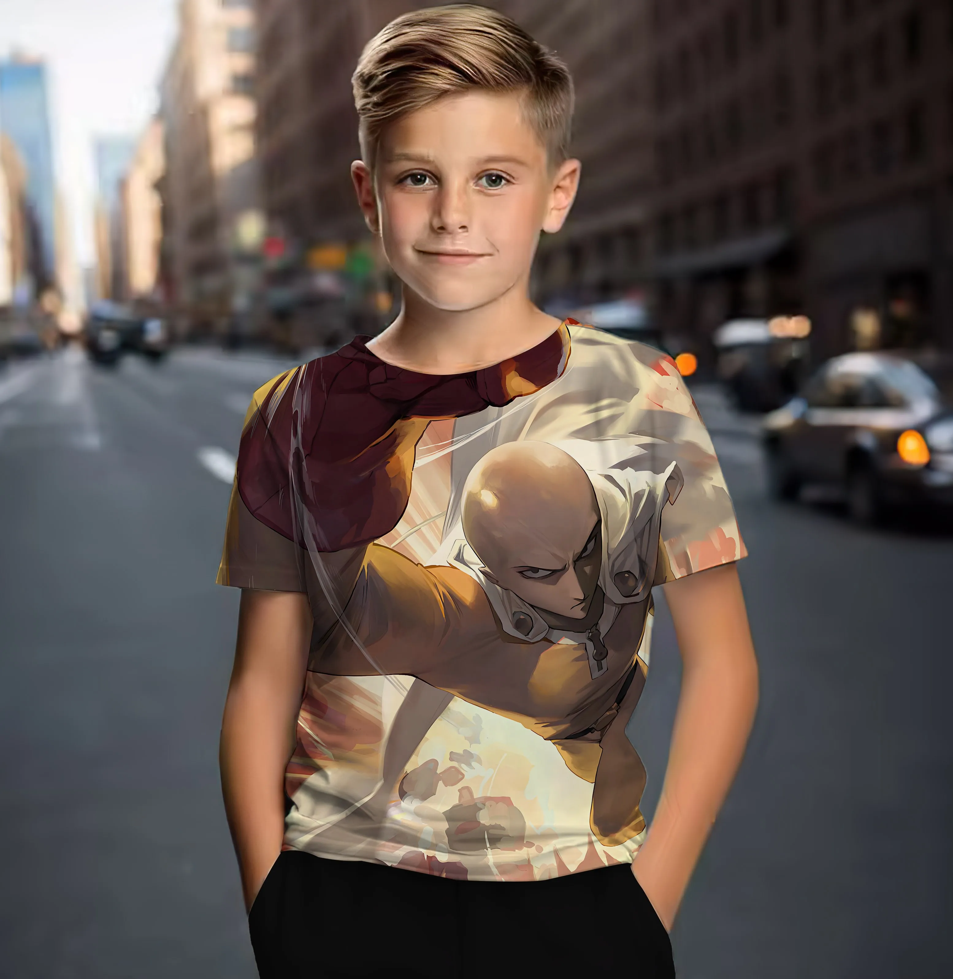 2024 new summer style super cool boys cute girls casual short-sleeved T-shirt One Punch Man pattern 3D printed children's tops
