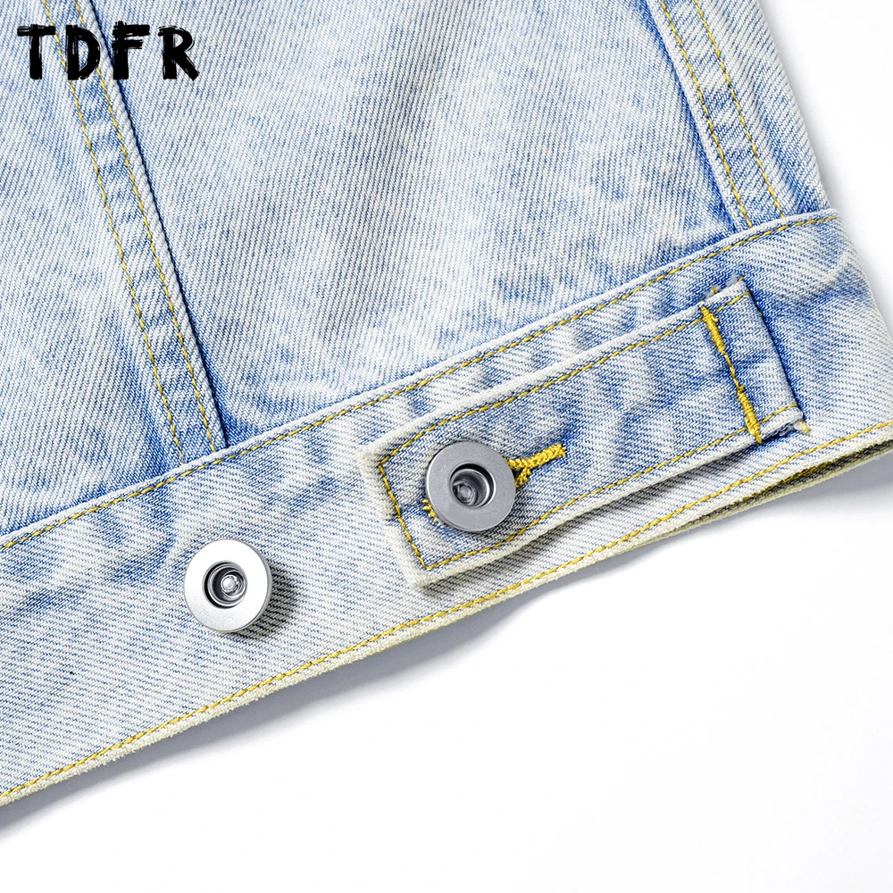 Kurtka jeansowa męska jesienno-zimowa, podstawowa, retro, codzienna, luźna, z klapami, długi rękaw, zapinana na jeden guzik, kurtka kowbojska, odzież wierzchnia męska.