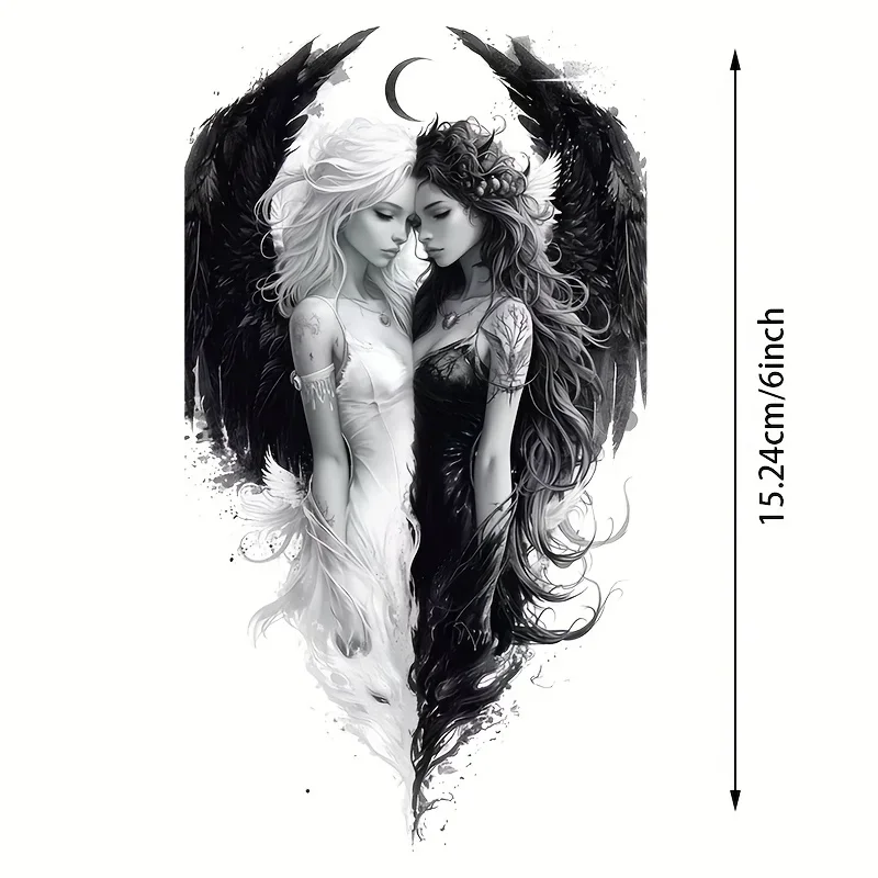 قطعة واحدة من ملصق Angelic المتباين الغامض - تصميم فني من الفينيل المقاوم للماء - دفاتر الملاحظات وأجهزة الكمبيوتر المحمولة ديكور فني غامض