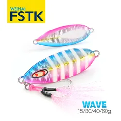 FSTK Jigging Spoon Slow Pitch Jig Sea Fishing Lure 15 30 40 60G Shore Cast Jig Shore Artificial Fishing Tackle for Saltwater