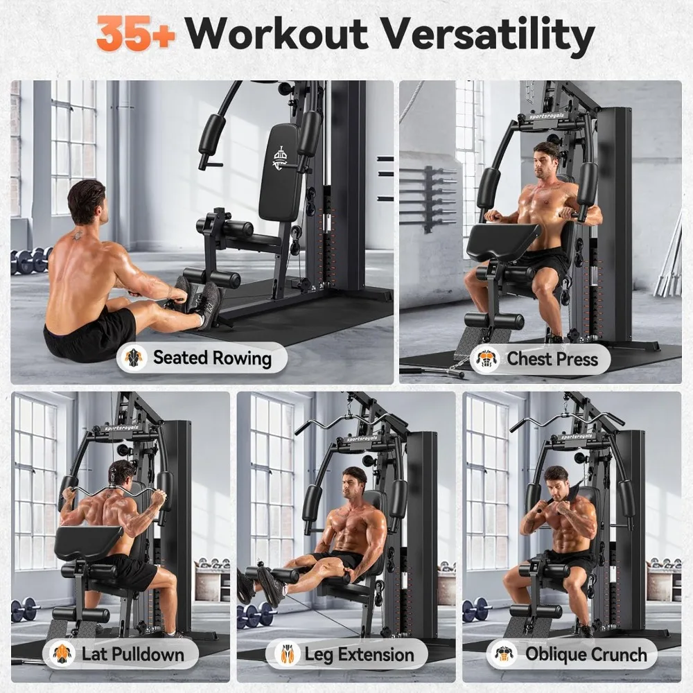 

Home Gym, Multifunctional Home Gym Equipment, Workout Station with 154LBS Weight Stack, Exercise Equipment for Full Body