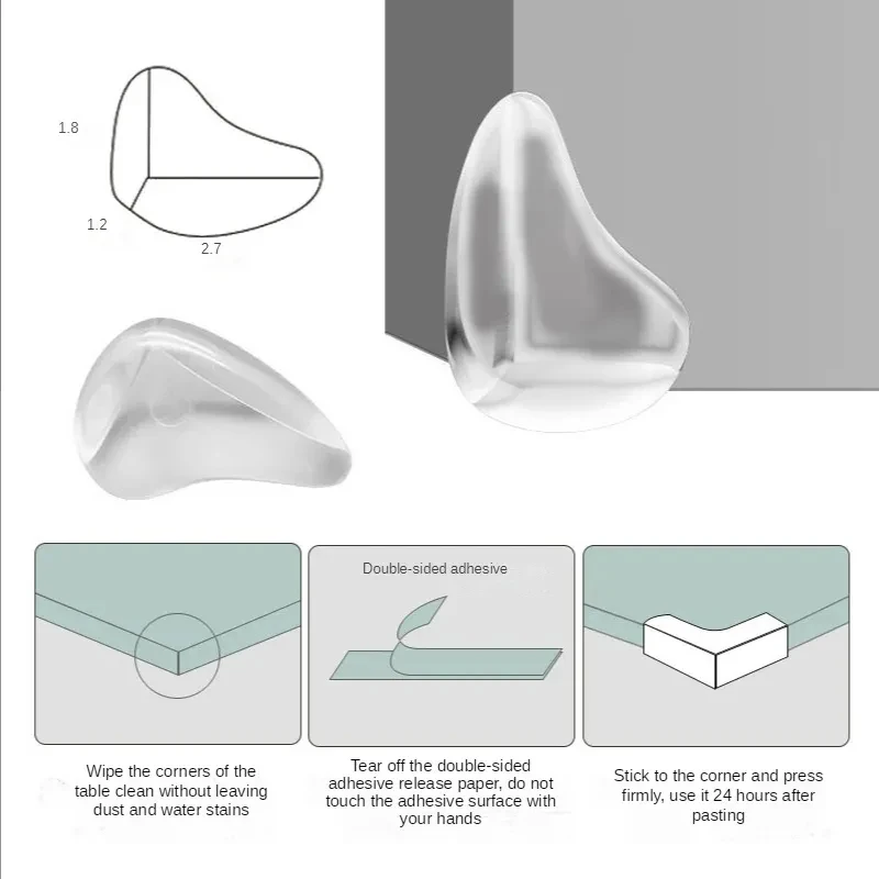 1-6pcs Transparent Table Corner Protector, Edge Sticker, Glass Corner Furniture, Silicone Corner Protector, Table Anti-Collision image 3