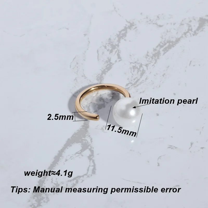 KITEAL Hot Gift Gold Plated size 6 7 8 Lady Engagement rings Big Pearl Open Ring men ring floating charms