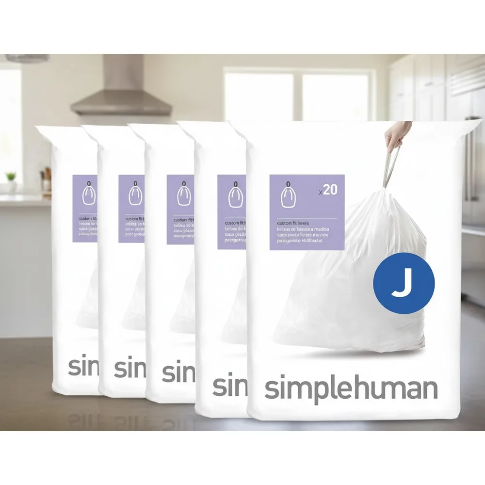 

Custom Fit Drawstring Trash Bags, 30-45 Liter / 8-12 Gallon, White - Durable & Easy Dispense