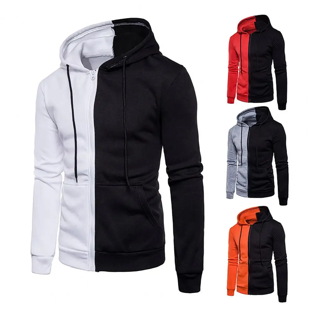 Casual Sweatshirt Stylish Hooded Zipper Closure Men Jacket Tracksuit Jacket Coat