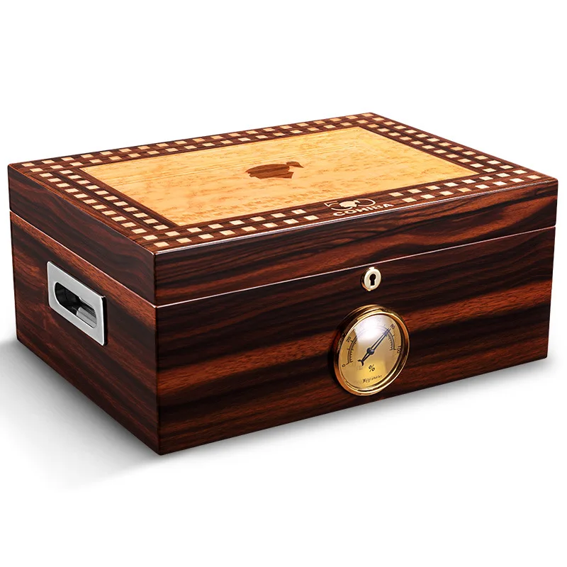 

Mellow Cedar Wood Cigar Box Piano Baked Finish Cigar Humidor Built-in Humidifier Cigar Box Cabinet Smoking Accessories