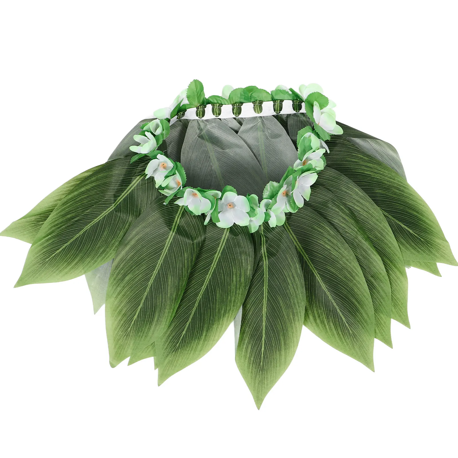 

Imitation Green edged Floral Dress 30in Waist 15in Length Adult Size Skirt Hawaiian Grass Luau Party Costume Beach