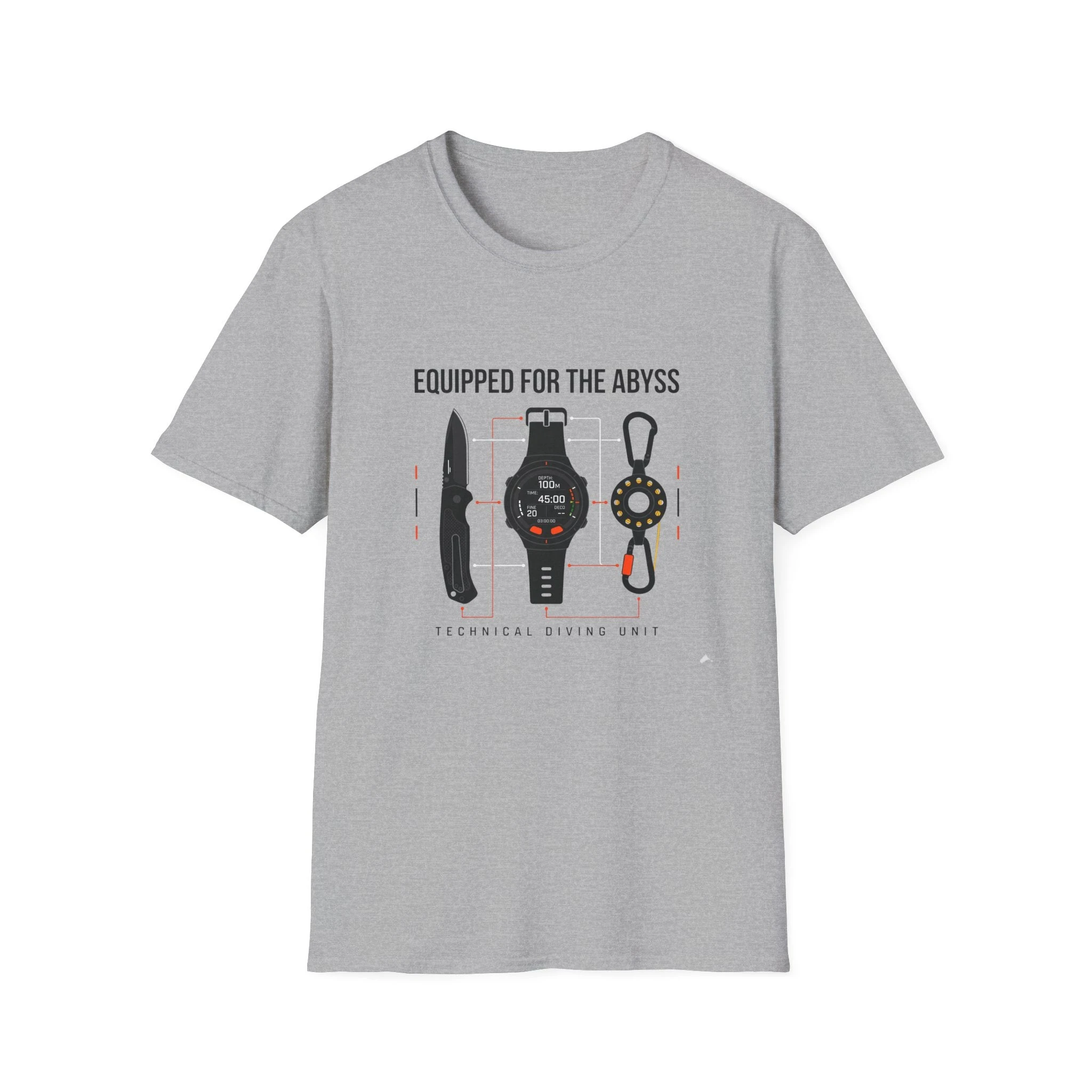 Minimalist Technical Dive Watch Gear Infographic Graphic Tee Cotton Mens Womens T-Shirt Summer Outdoor Casual Top