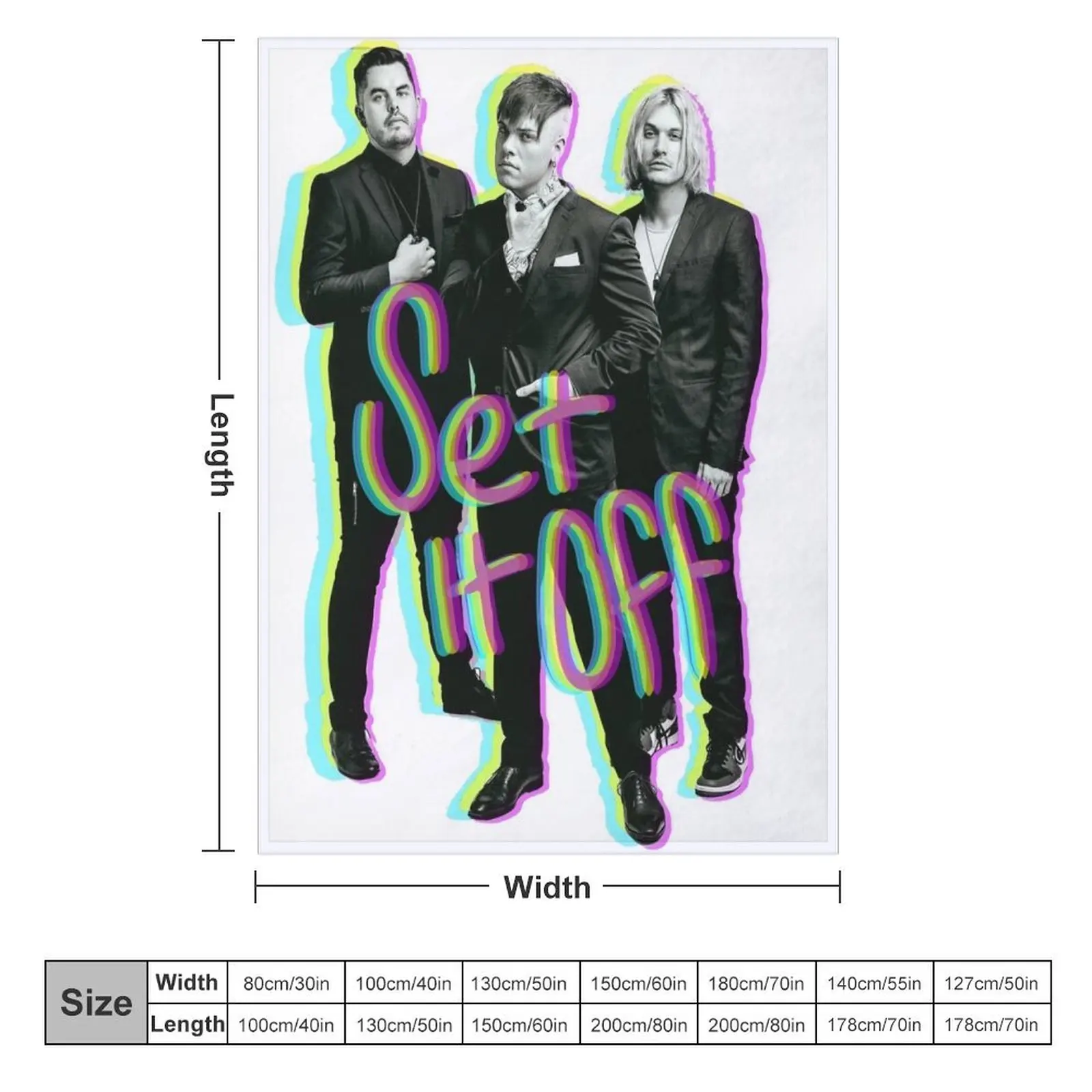 Set it off band group photo GLITCH effect with text Throw Blanket anime Sleeping Bag Quilt Tourist Blankets