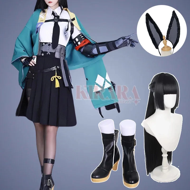 

ABC123Hoshimi Miyabi Costume Wig Black Hair Game Zenless Zone Cosplay Shoes Boots Anime Events Role Play Women3;b,6/k'5;