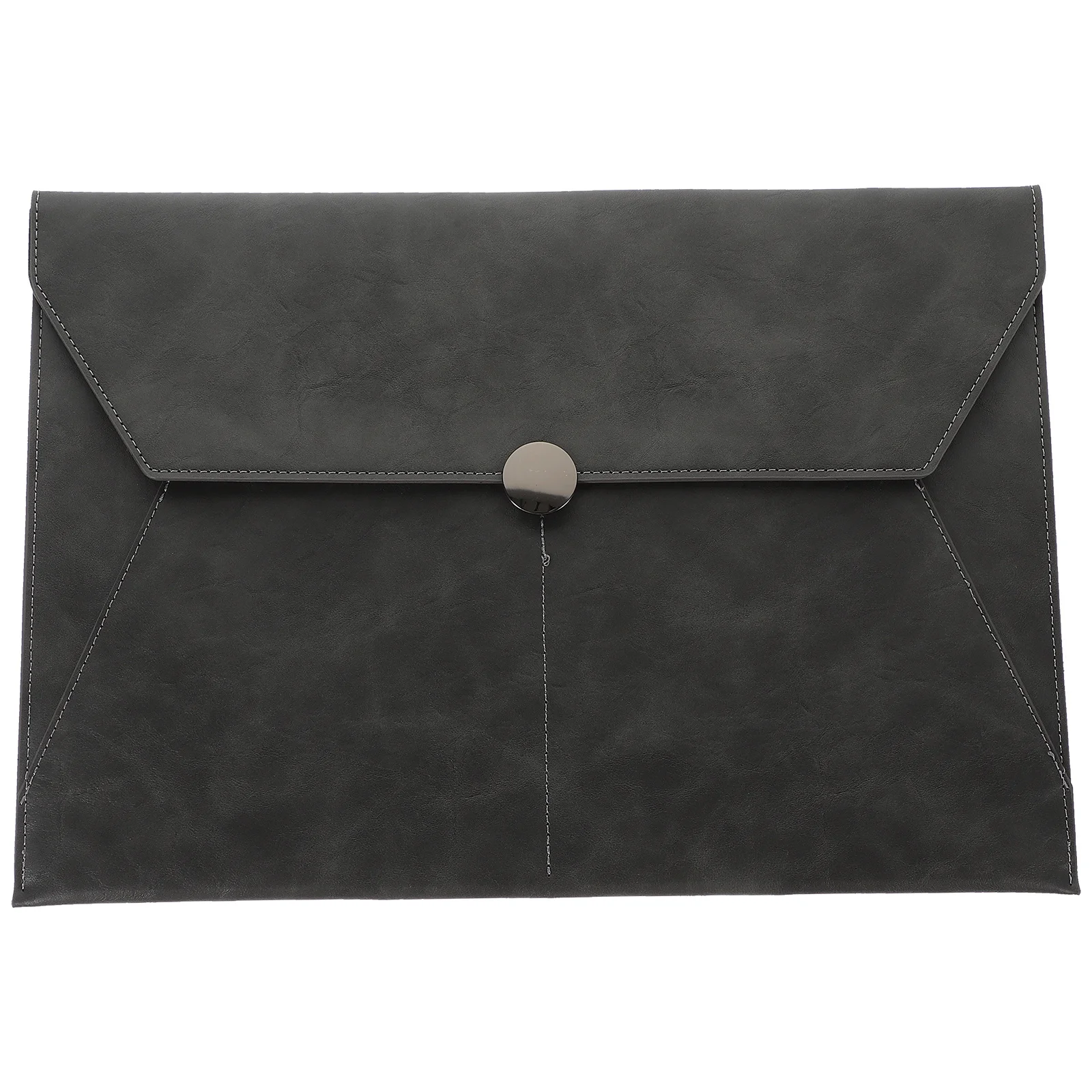 

Business File Folder Large Capacity Faux Button Snap Document Organizer Portable Document Holder Office Storage Bag