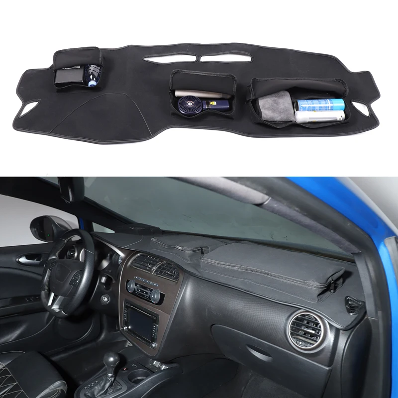 

Black 1Pcs For Seat Leon 2008-2012 Car dashboard storage sun protection and ultraviolet mat interior modification accessories