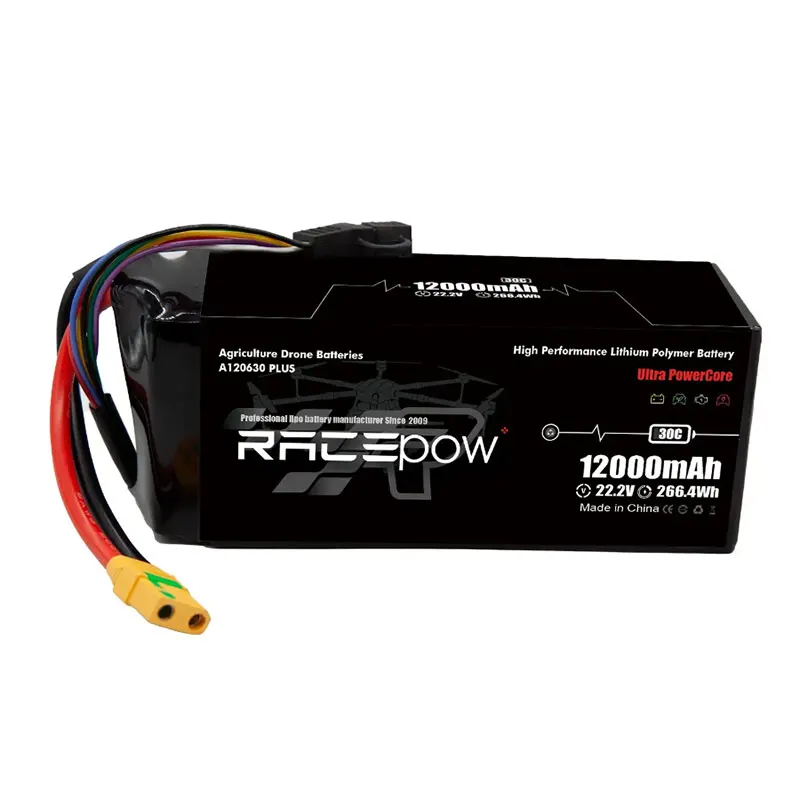 Racepow 12s 6s 12000mah 12ah 30c Lipo AGRI 15L 10L Drone Battery with XT90S As150U 3.7V