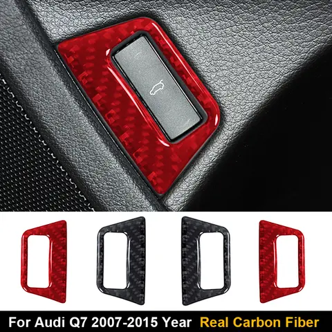 Real Carbon Fiber For Audi Q7 2007-2015 Car Door Trunk Switch Button Frame Decoration Sticker Car Interior Accessories