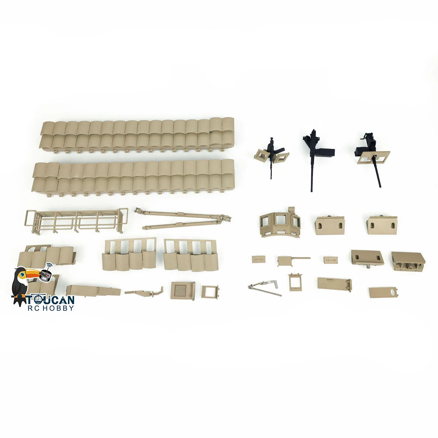 HENG LONG 1/16 Desert Yellow Metal M1A2 Abrams TUSKII Upgrade Set For Tamiya Plastic RC Tank DIY Parts TH21994 CS Army Toys Car