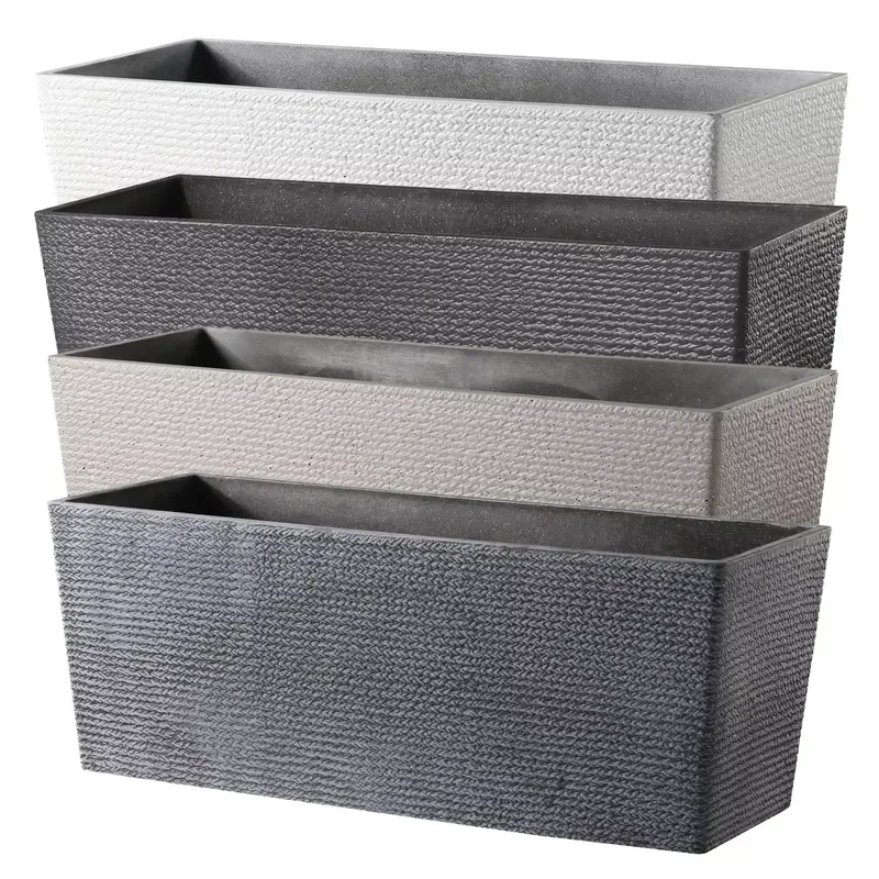Large Capacity Self Pouring Square Window Sill Flower Pot Durable Powder Coated Floor to Floor Garden Planter for B2B