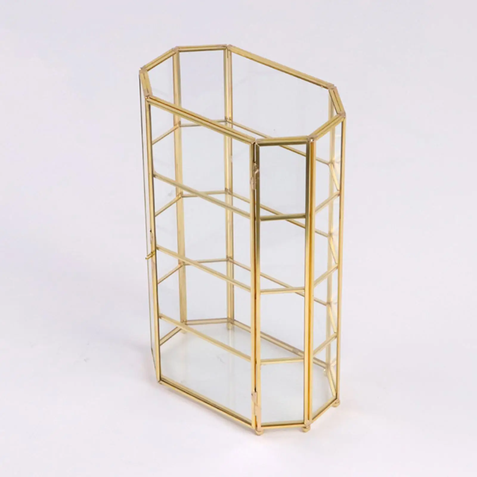 Multi Layer Glass Jewelry Storage Box Transparent Geometric Trinket Organizer with Dust Cover for Women Bracelets Necklaces