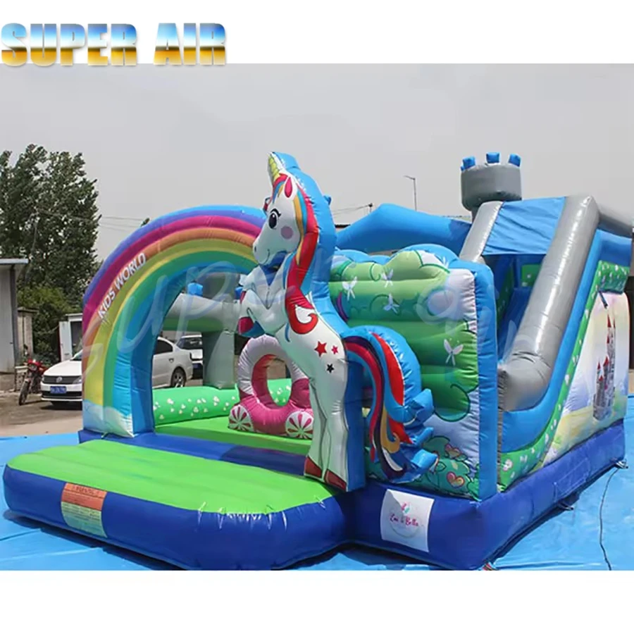 Portable outdoor children's amusement park inflatable pirate slide with air fan for rental
