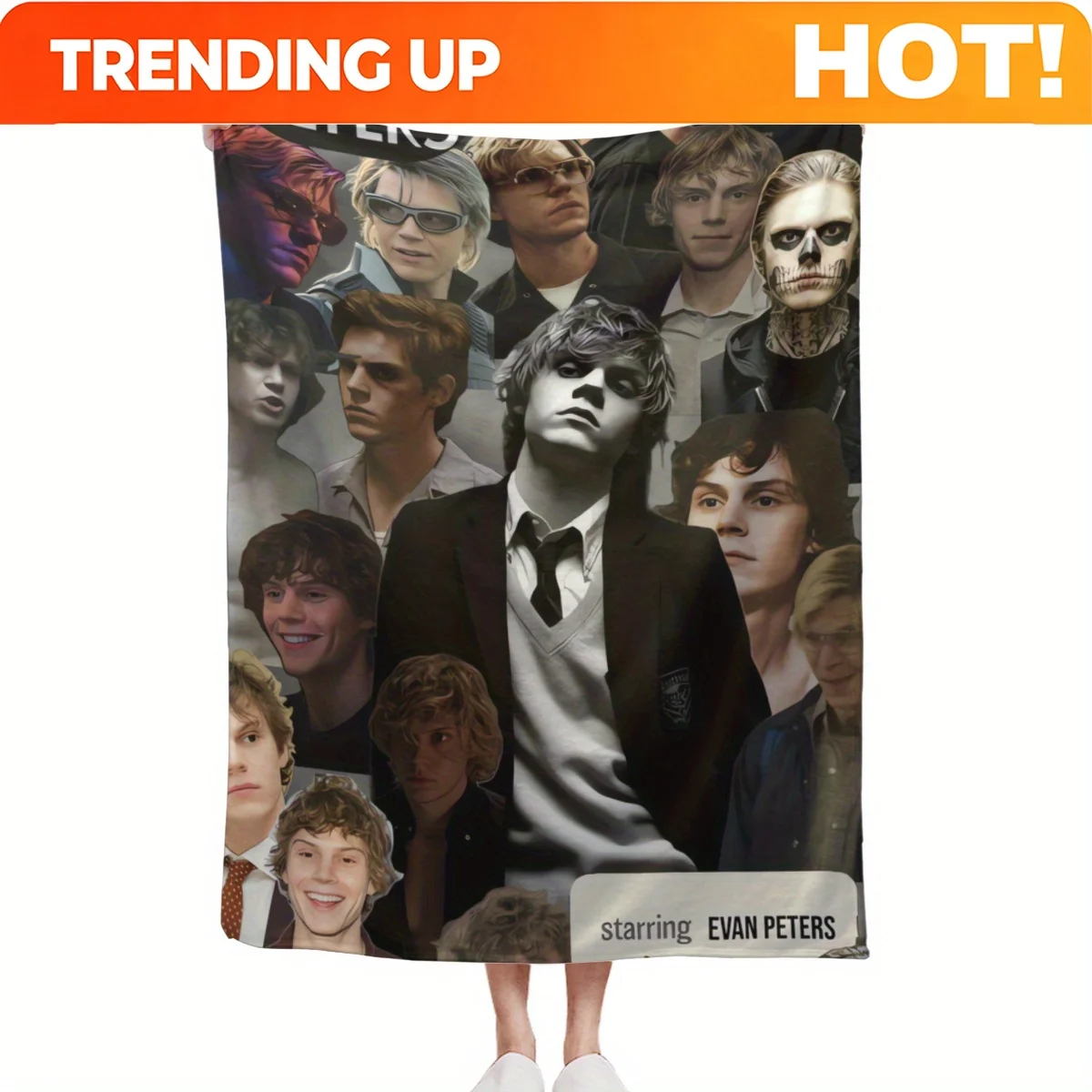 Customize Evan Peters Blanket Sofa Bedroom Bed Home Office Nap Blanket  Travel Picnic Blankets Gift