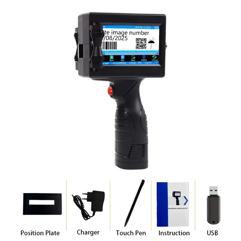 Portable Handheld Inkjet Printer for Logo Text Batch Number QR Code Bar‑Code Coding on Plastic Box Metal Surface