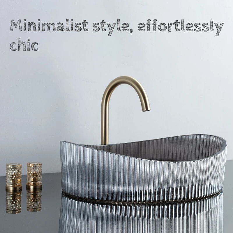 

Modern Simple Bathroom Sinks Semi Transparent Washhand Stand Space Saving Sink Washbasin on Bathroom Countertop Household