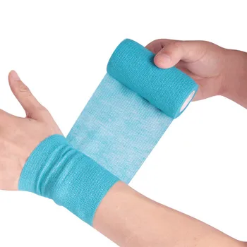 1ม้วน2.5/5/10ซม.* 4.5M ผ้าพันคอผ้าพันแผล Self-Adhesive Breathable ผ้าพันแผลยืดหยุ่นสำหรับกีฬายึดนิ้วมือขา