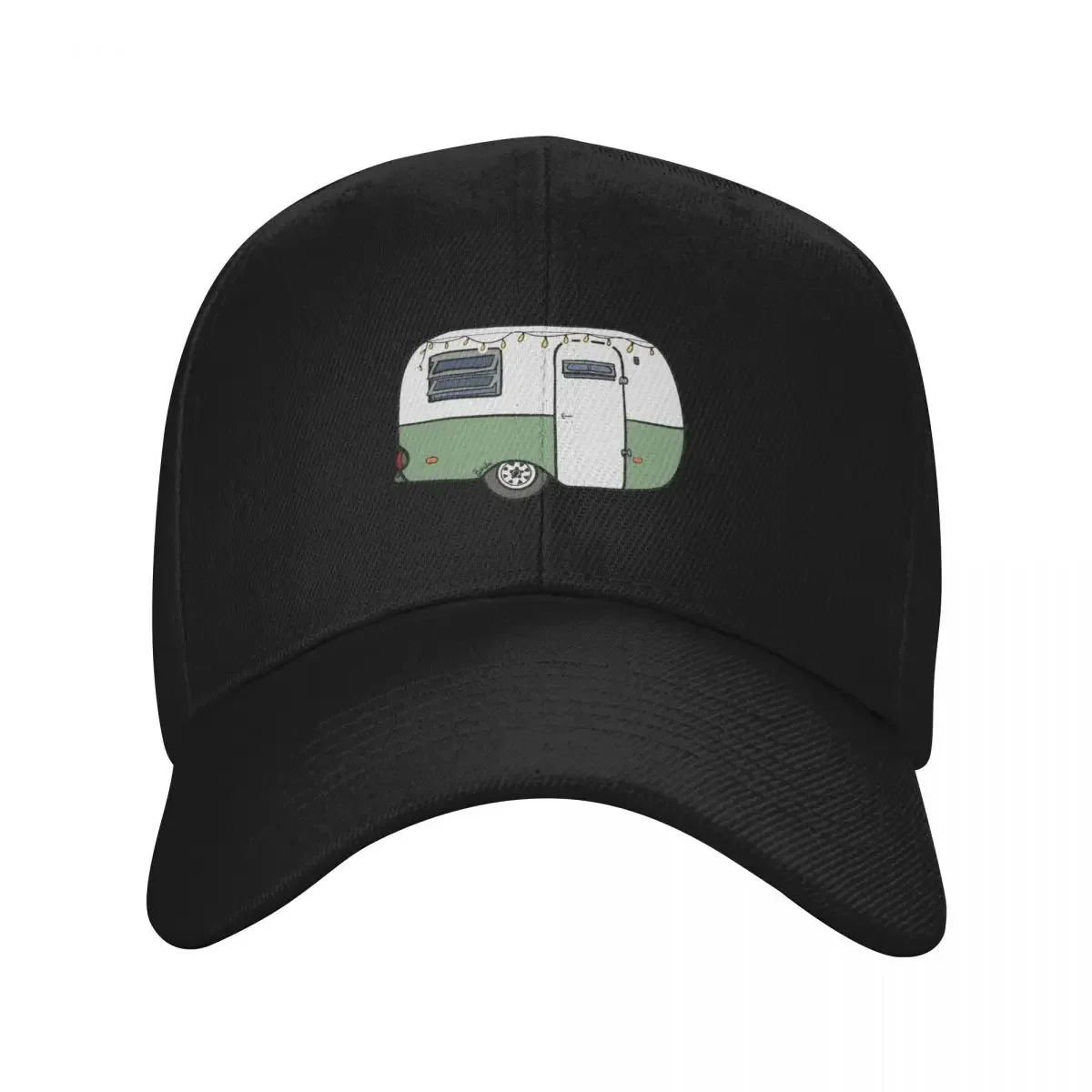 

Adorable Sage Green Camping Boler Trailer Baseball Cap Luxury Cap men's big size hat black Caps Male Women's