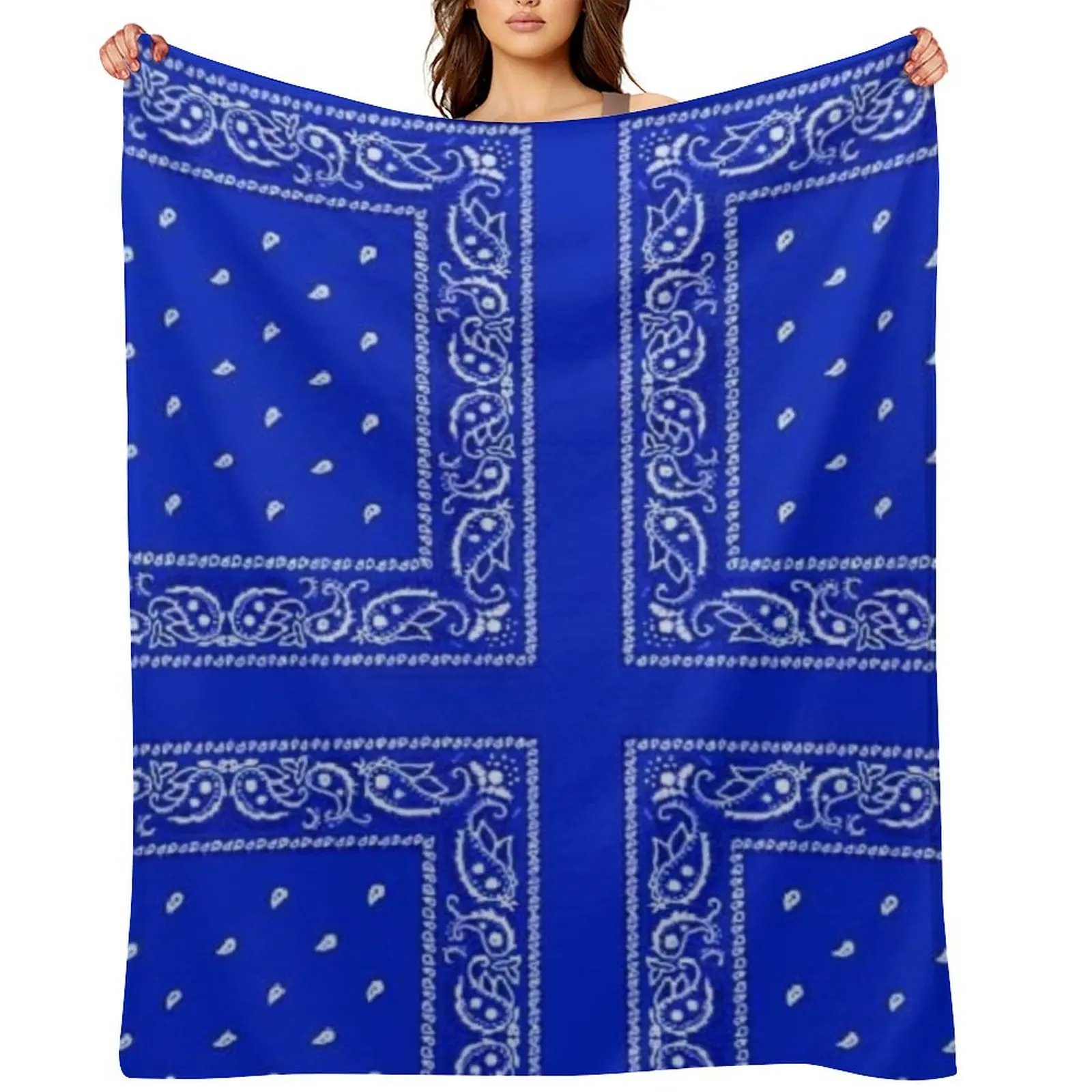 

Blue Bandana Throw Blanket Large Luxury Sofas Quilt Blankets