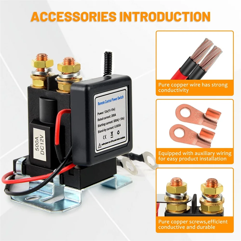 

Battery Switch Relay 12V 500A/200A Remote Control Power Switch Quick Disconnect Cut Off Isolator Switch Anti-Theft Remote Switch