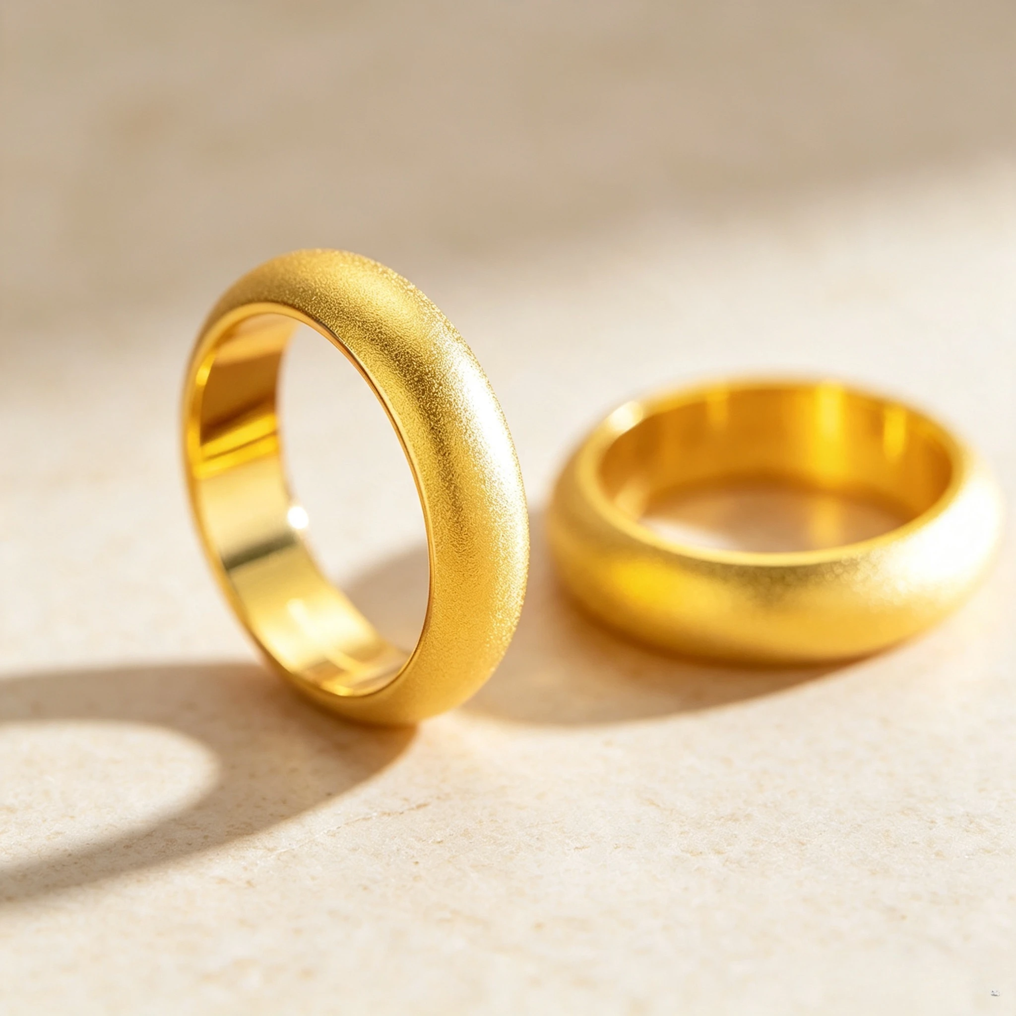 Ring Sand Gold Outer Sand Inner Light Inheritance Ring for Men and Women Couples Sandblasting Ring Giving a gift to a friend