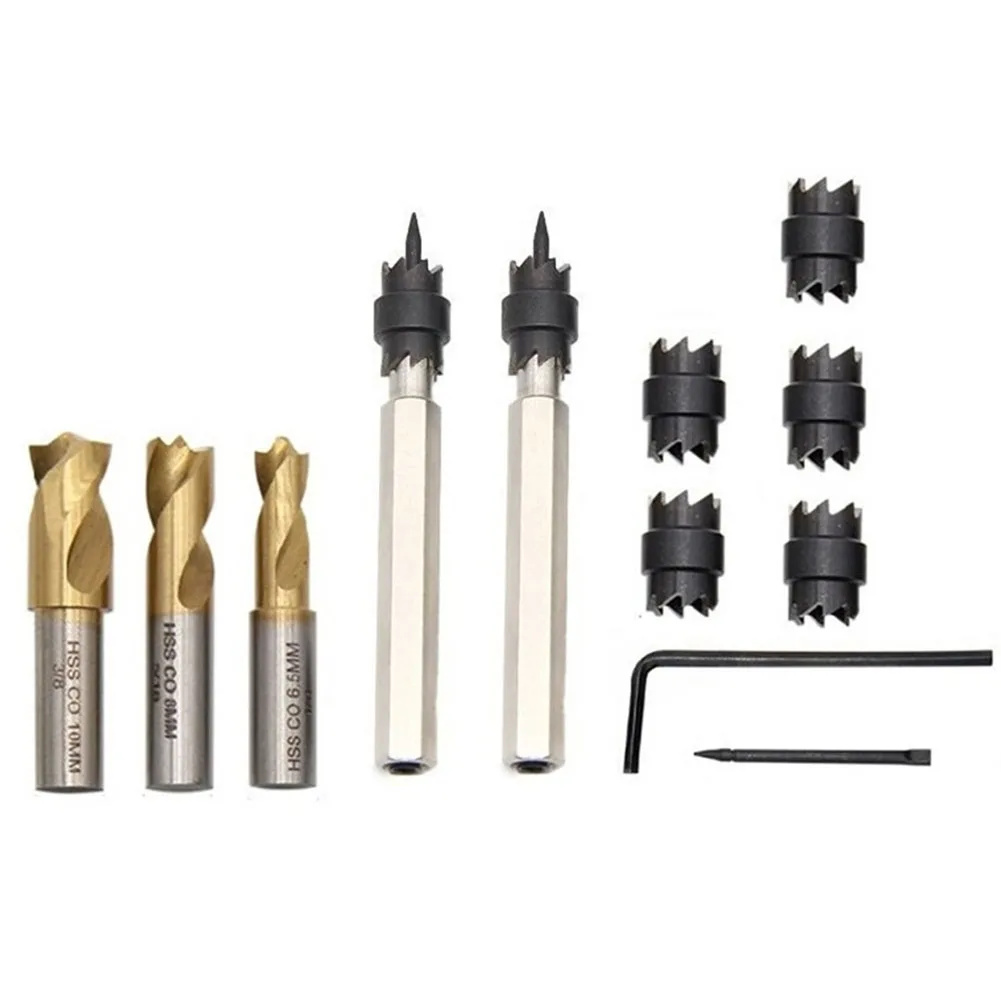 12Pcs HSS Spot Weld Drill Bit Set 1/4 5/16 3/8 Inch For Removing Sheet Metal Solder Joints Rotary Cutting Tool Kit