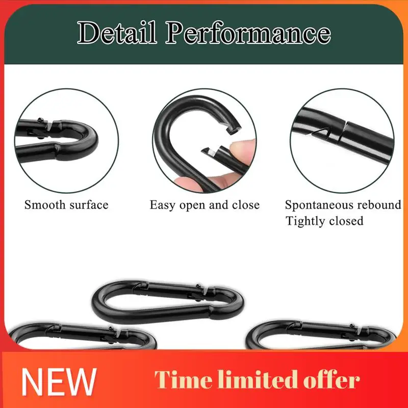 

A006-100Pcs Spring Snap Hooks, M6 2.36 Inch Blcak Small Carabiner Clip, Heavy Duty Keychain Clip For Camping, Swing