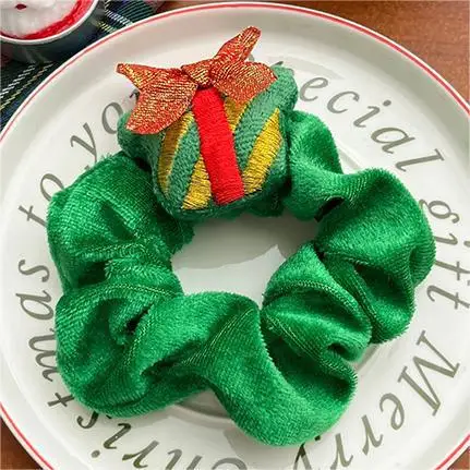 Christmas Deer Plush Large Intestine Hairband Female High Elasticity Hair Rope Cute Doll Rubber Band Hair Accessories Headband