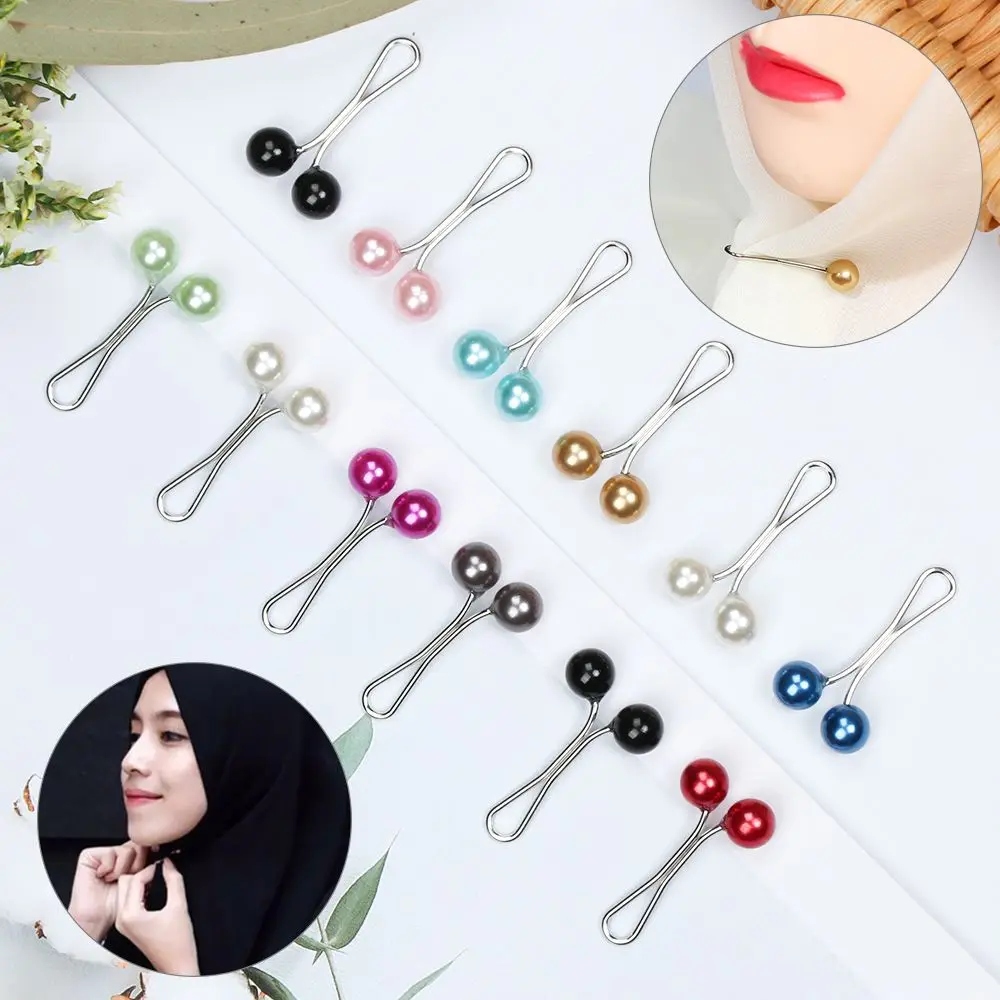 Pearl Scarf Brooch Pin Women Headscarf Shawl Scarf Lady Muslim Scarf Hijab Clips Pin Fixed Straps Anti Slip Brooch