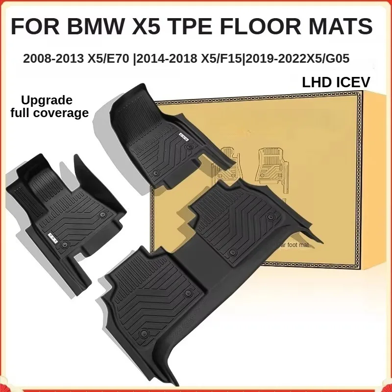 TPE Floor Mats for BMW X5 E70 F15 G05 2008-2022 LHD Full Coverage Waterproof Surround Threshold Accessories