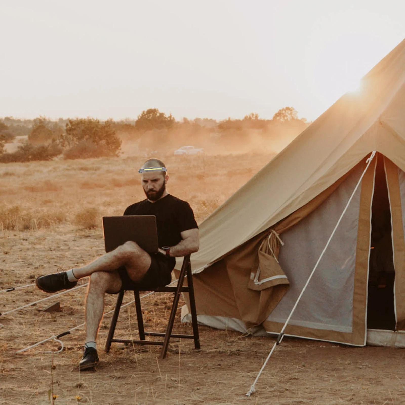 

Rechargeable Headlamp for Camping Outdoor Large Capacity Adjustable Silicone Cycling Night Running Portable Lighting