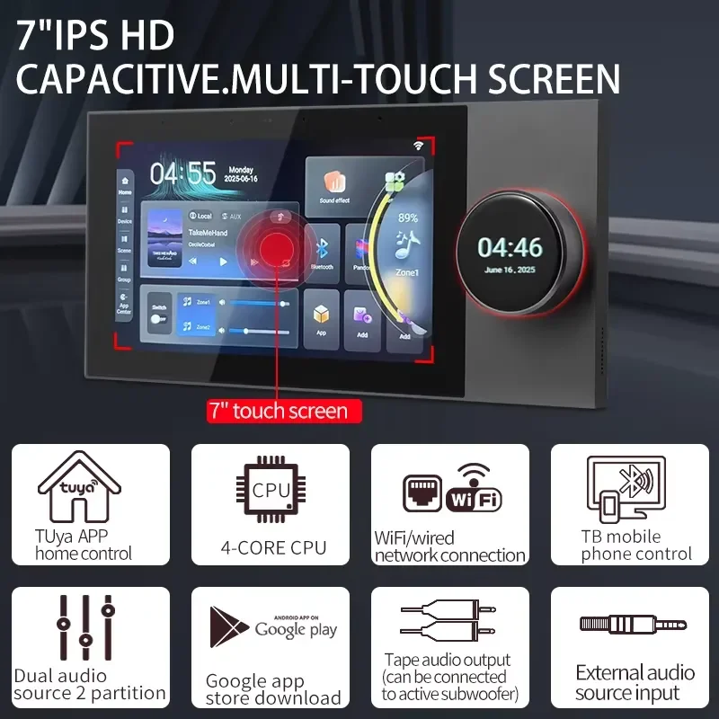 for Tuya Zigbee Google Play Smart Home Background Music System Two Zones Playback Home Theater 8-channel Speakers