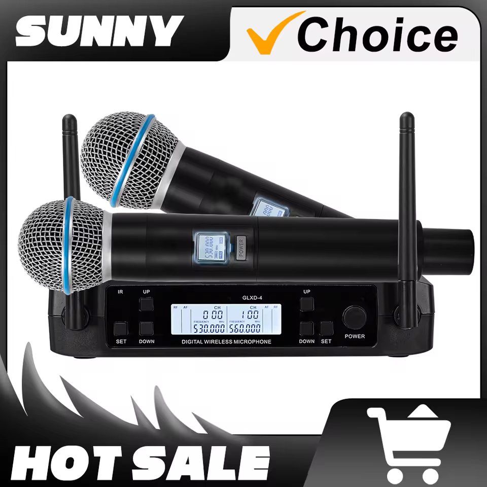 GLXD4 BETA58A Professional Dual Wireless Microphone System Stage Performances UHF Dynamic 2 Channel Dual Handheld - AliExpress 
