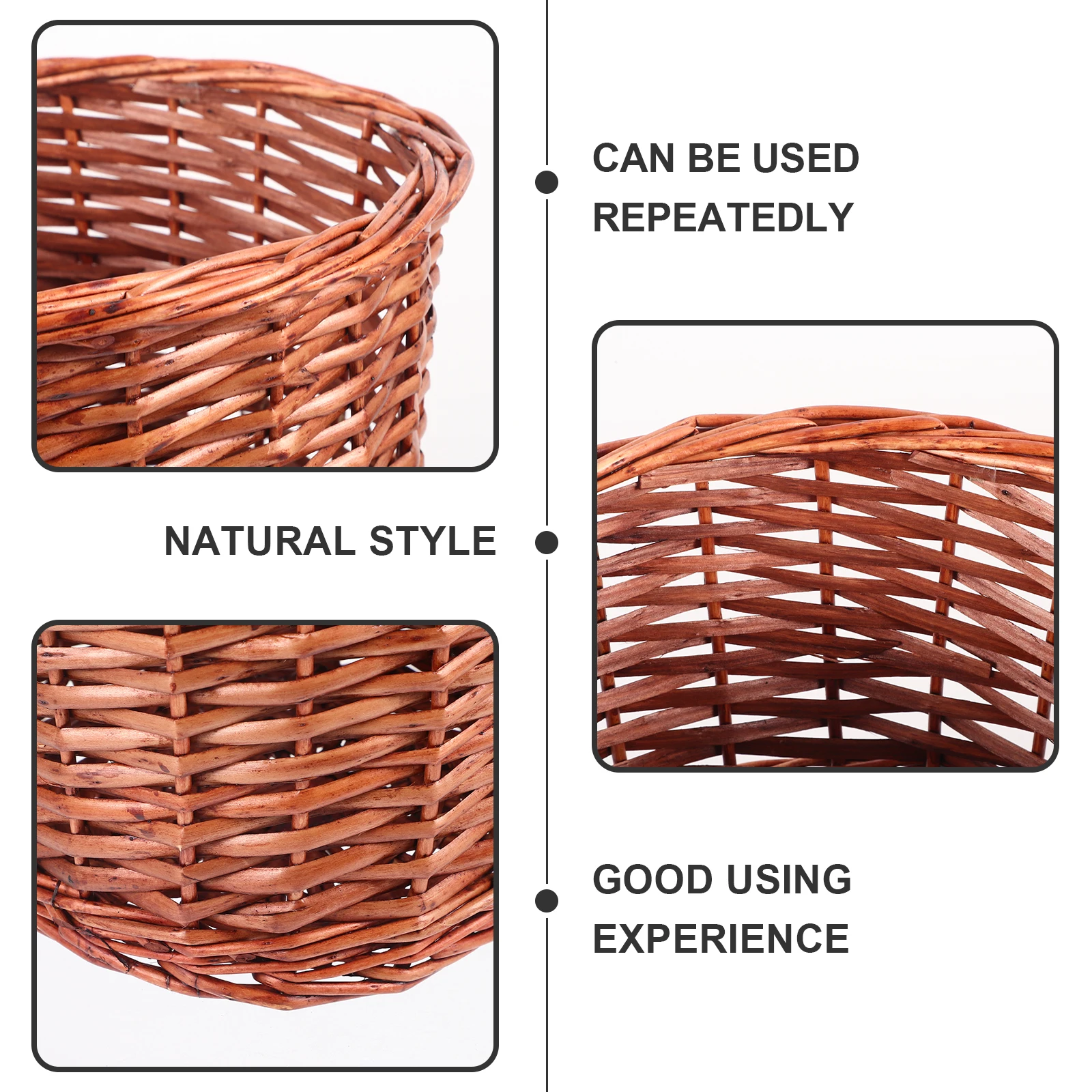 Rattan Woven Basket Red Brown Trash Can Handmade Wicker Litter Trash Can Kitchen Bedroom Waste Bins Home Storage